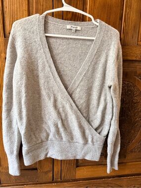 Madewell Heather Gray Wrap V-Neck Sweater